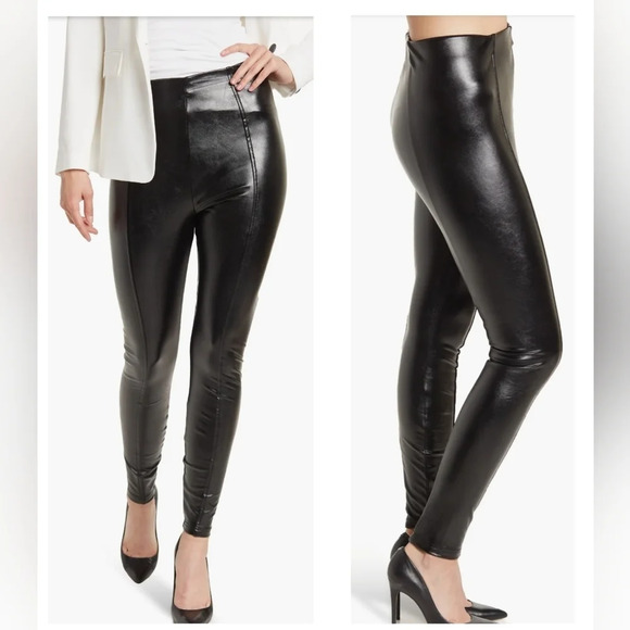 AFRM Talise Faux Leather Leggings in Black, High Waist, Tailored Fit, EUC! - Picture 1 of 10
